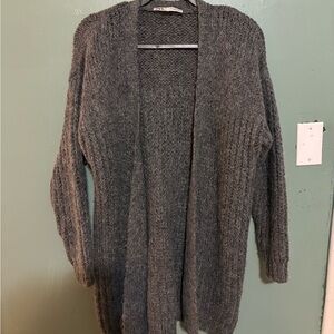 Zara Dark Charcoal Open-Front Knit Cardigan